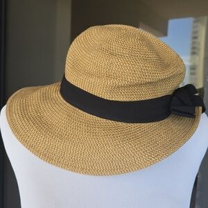 Karfil Hat Woven Sun black trim Vacation Sun‎ Hat
